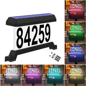 IVWVI Solar Mailbox Numbers, Double sided Solar House Numbers for Outside, Waterproof RGBW Color Changing Remote Control, Lighted Modern Address Sign Solar Powered for Mailbox