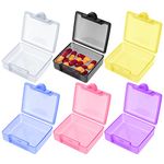 WLLHYF 6 Pcs Small Pill Organizer Box Mini Pill Case Holder Moisture Proof Portable Travel Pill Organizer Box Medicine Organizer Vitamin Container for Outdoor Travel Camping（1.85 × 1.81 × 0.67inch）