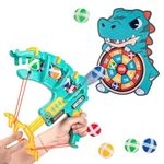 SAMVARDHAN Target Shooting Games Kids Toys, Safe Shooting Games Toys, 1 Dino Bow and Arrow with 8 Sticky Balls for 3 to 12 Years Old Boys Girls Toy Set Gift (Sea Green)