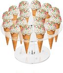 KETAWA Ice Cream Cone Holder, Clear 16 Holes Food Stand,Acrylic Waffle Cone Display Stand,Hand Roll Sushi Popcorn stand Rack for Kids Party Birthday Wedding Decoration