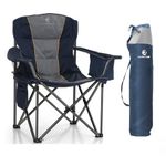 LET'S CAMP Folding Camping Chair Oversized Heavy Duty Padded Outdoor Chair with Cup Holder Storage and Cooler Bag, Support 200 KG with Thicken 600D Oxford