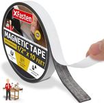 XFasten Magnetic Tape Strip Roll, 1/2-Inch x 10-Foot, Self-Adhesive, Peel and Stick on Double-Sided Magnet Strips for Fridge, Crafts and DIY Projects