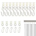 80 Pcs Curtain Hooks and Gliders Set, 40 Stainless Steel Shower Curtain Hooks and 40 Pieces Curtain Rail Gliders for Dorm Window Curtain Bathroom Shower Curtain (80PCS)