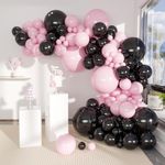 MOXMAY Pink Black Balloon Garland 138 PCS 18In 10In 5In Latex Balloons Arch Kit for Bachelorette Bridal Shower Baby Shower Birthday Graduation Anniversary Party Decors (Pink Black)