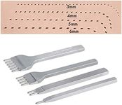 SENRISE Leather Craft Tools 4PCS 1/2/4/6 Prong Leather Hole Punches Tool DIY Stitching Leather Craft Tools Kit Diamond Lacing Stitching Chisel Set (4mm)