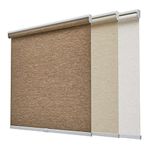 Tonature Custom Size Natural Woven Cordless Roller Shades, Free-Stop Window Shades for Home, Roller Window Shades, Light Filtering Window Blinds for Windows, Kitchen and Door (Brown)