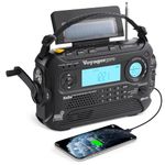 Kaito Voyager Pro KA600 Digital Solar Dynamo Wind Up Dynamo Cranking AM/FM/LW/SW & NOAA Weather Emergency Radio with Flashlight Reading Lamp Alert Smart Phone Charger & RDS and Real-Time Alert with AC Adapter Black