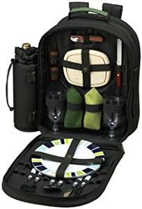Picnic at Ascot Original Equipped 2 Person Picnic Backpack with Cooler & Insulated Wine Holder- Designed & Assembled in the USA