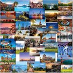 doodlecards 40x Mixed Postcards Travel. Multipack Famous World Icons, Cities & Landscapes from around the World. 100% Recyclable. Made in the UK.