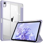 FINTIE Hybrid Case Compatible with iPad 10th Generation 2022 (10.9 Inch) - [Ultra Slim] Shockproof Clear Cover with Built-in Pencil Holder, Auto Wake/Sleep, Lilac Purple