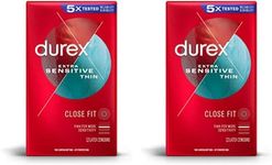 Durex Extra Sensitive Lubricated Ultra Thin Premium Condoms, Close Fit, 12 Ct, FSA/HSA Eligible, Discreet Packaging (Pack of 2)