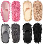 4 Pairs Microfiber Slipper Cleaning Mop Slippers Men Women House Mop Slipper Washable Detachable Mopping Slippers for Office Kitchen Floor Dust Cleaning Tool