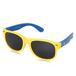 ROZIOR Kid's Wayfarer Polarized Sunglasses with UV Protection Black Lens with Yellow Frame, MODEL: RWPPK101C3 - Pack of 1