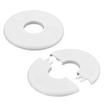 2pcs Round Wall Split Flange, 29mm Buckle Design Plumbing Cover Plates Self-Adhesive Faucet Escutcheon Plate ABS Pipe Flange Cover for Faucet Bathroom Kitchen Toilet (White)