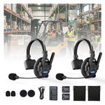 SYNCO XTALK XPRO2 Wireless Intercom Headset System, 2 Person 2.4GHz Wireless Communication Headset Full Duplex 500m 24H with Noise Reduction 3.5mm Monitoring for Cross-Docking Warehouse Communication