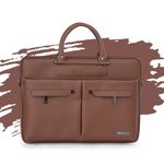 Vaku Luxos® MARCELLA 16-inch Laptop Bag Leather Collection Messenger Organizer Shoulder Sling Office Bag for Men & Women With Adjustable Strap for Laptop and MacBook - Brown