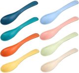 HMDZMR 8 Pcs Wheat Straw Spoon set, Unbreakable Soup Spoons, 6 Inches Ramen Spoons Portable Small Spoons Cereal Dinner Spoons for Kid and Adult (8 colors)