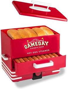 Nostalgia, Game Day Hot Dog Steamer and Bun Warmer, Fits 20 Dogs and 8 Buns, Steams Pot Stickers, Veggies, Potatoes, and Other Appetizers or Toppings