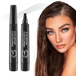 Fidrox Eyebrow Liquid Makeup Pen with 4 Micro-Fork Tip Brow, Natural Flawless Looking Brow, Waterproof, Long-Lasting & Smudge Proof, Microblading Clear Eyebrow Pen | Stays on All Day (Black)