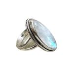 Rainbow Moonstone Ring, 925 Silver Ring, Marquise Shape Ring, Blue Fire Moonstone, Statement Ring, Healing Crystal, Promise Ring, Artisan Ring, Special Day Ring, Boho & Hippie Ring, Mermaid Gift