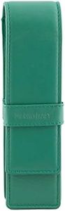 DiLoro Leather Pen Case Pouch Holder for Two Fountain Pens Ballpoint Rollerball Pen or Pencils (Light Green)