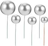 Toddmomy 30Pcs Ball Cake Topper Plastic Cake Balls Mini Balloons Cake Topper Silver for Wedding Anniversary Baby Shower Birthday Party Cake Decorating