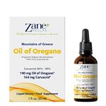 Zane Hellas 190 mg Oregano Oil-164 mg Carvacrol per Serving-4 Drops Daily. 100% Greek Undiluted Oil of Oregano. 86%-90% Min Carvacrol. Probably The Best Oregano Oil in The World. 1 fl. oz.-30ml.