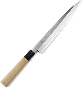 Syosaku Japanese Sushi Sashimi Chef Knife Shiroko(White Steel)-No.2 D-Shape Magnolia Wood Handle, Yanagiba 9.5-inch (240mm)