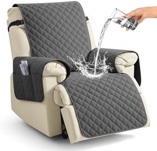 Waterproof Recliner Chair Cover, JOMWEN Non-Slip Couch Covers, Washable Reclining Couch Slipcover Furniture Protector with Elastic Straps for Adults, Kids, Elderly and Pets (1, Dark Grey)