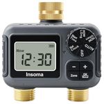 2 Zone Water Timer with Brass Swivel |Programmable Hose & Sprinkler Irrigation Timer w/Rain Delay & Auto/Manual Modes for Lawn, Garden, Drip Systems | IPX5 Waterproof & Easy Setup