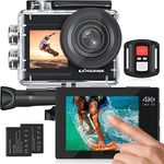 Exprotrek 4K Action Camera with Touch Screen, EIS Adjustable Viewing Angle, 40m Waterproof Underwater Camera, Remote Control Sports Camera with Helmet Accessories Kit