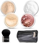 6pc FULL SIZE KIT KABUKI & KABAGGIE Tote Mineral Makeup Set Matte Foundation Bare Face Sheer Powder Cover (Fair 2)