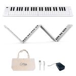 Carry-on 88 Key White Portable Folding Digital Piano by Blackstar USB MIDI Controller with Rechargeable Battery