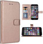 FDCWTSH Compatible with iPhone 6 6s Wallet Case and Wrist Strap Lanyard Flip Cover Card Holder Cell Phone Cases for iPhone6 Six i6 S iPhone6s iPhine6s iPhones6s i Phone6s Phone6 6a S6 Rose Gold