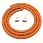 CALOR Gas Brand 2mt 8mm Orange LPG Gas Hose for Propane/Butane with Clips