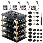 iUniker Acrylic Raspberry Pi Cluster Case, Raspberry Pi Case With Cooling Fan And Raspberry Pi Heatsink For Raspberry Pi 3 Model B+, Pi 3 B, Pi 2 B, Pi B+ (4 Layers-Brown)