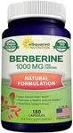 aSquared Nutrition Pure Berberine 1000mg Supplement - 180 Veggie Capsules, Natural Berberine Hydrochloride HCL Plus, Max Strength 1000 mg (2X 500mg), Potent Berberine Vegan Extract