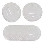 Trimming Shop Decorative Charger Plates for Parties, Clear Beaded Design Glass Plates for Dinner Table Decoration, Weddings, Birthday, Party, Catering Events (33cm, Clear, 12pcs)