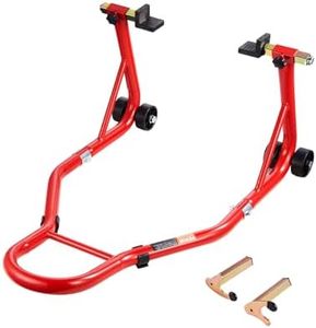 VEVOR Motorcycle Rear Wheel Stand, 850 LBS Load Capacity Heavy Duty Rear Wheel Stand with U + L Fork Swingarm Spool, Adjustabe Motorcycle Lift Jack Stand, for Suzuki Yamaha Honda Kawasaki, Red
