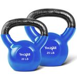 Yes4All Combo Vinyl Coated Kettlebell Weight Sets – Great for Full Body Workout and Strength Training – Vinyl Kettlebells 20 25 lbs