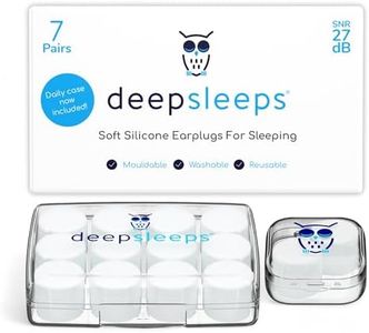 Deep Sleeps Silicone Ear Plugs for Sleeping, 7 Pairs - 27dB Sleep Ear Plugs Noise Cancelling, Soft, Re-Usable, Waterproof, Premium Moldable Silicon Earplugs, for Sleep, Travelling, Studying, Wax