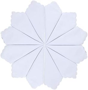 HOULIFE Ladies 100% 60S Cotton Handkerchiefs Womens Soft Solid Pure White Hankies for Wedding Party DIY 6/12 Pieces 28x28cm Christmas Gifts