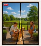 Magnetic Closure Screen Door for 62"x81" French Door Sliding Door Pet and Dog Friendly, Durable Fiberglass Mesh Double Door Screen Mesh Retractable Curtain, Keep Bugs. Mosquito Out, Fly Screen
