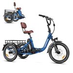 ADDMOTOR CITYTRI E-Trike Electric Bike, Peak 1400W Folding Electric Tricycle for Adults, 90Miles UL2849 Ebike, 20AH 48V Battery, Step-Thru 3 Wheel Electric Bicycle, Differential, Parking Brake Blue