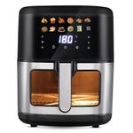 KENT Digital Air Fryer 7L | 1500W | Bake, Grill & Roast | Up to 80% Less Oil Usage | 12 Preset Menu | Digital Display & Touch Control Panel | Glass Window with in built Light | Auto Cut-Off | Silver