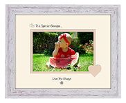 Grandpa Photo Frame Special Grandpa Love You Always Double Mounted Quality Gift (Shabby Chic Frame Cream Mount Beige Inside)