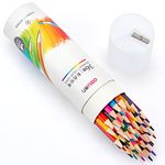 EZWORK 36 Pack Wooden Colored Pencils with Built-in Sharpener in Tube Cap, Vibrant Color Presharpened Pencils Easy to Color Book, Soft Core Art Drawing Pencils for Coloring, Sketching, Painting