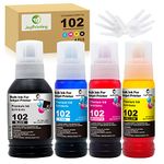 JoyPrinting 102 Ink Replacement for Epson 102 Ink Bottle Refills Compatible with Epson EcoTank ET-2750 ET-2700 ET-2756 ET-2850 ET-2856 ET-2851 ET-3700 ET-3750 ET-4750 ET-4850 ET-4856 (BK/C/M/Y, 4-PK)