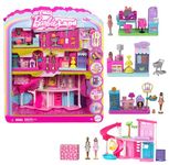 Barbie Mini Barbie Land DreamHouse & 3 Playsets with 4 1.5-Inch Dolls, Doll House Furniture & Accessories, Includes Pet Boutique, Hair Salon, & SuperMarket, JGL31