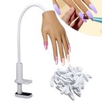 DASGRIL Practice Hand for Acrylic Nails, Silicone Nail Hand Practice Upgrade Nail Tips Never Fall Off, Flexible Fake Nail Manicure Hand for Nail Practice, Manican Training Mannequin Hand with Nail Tips